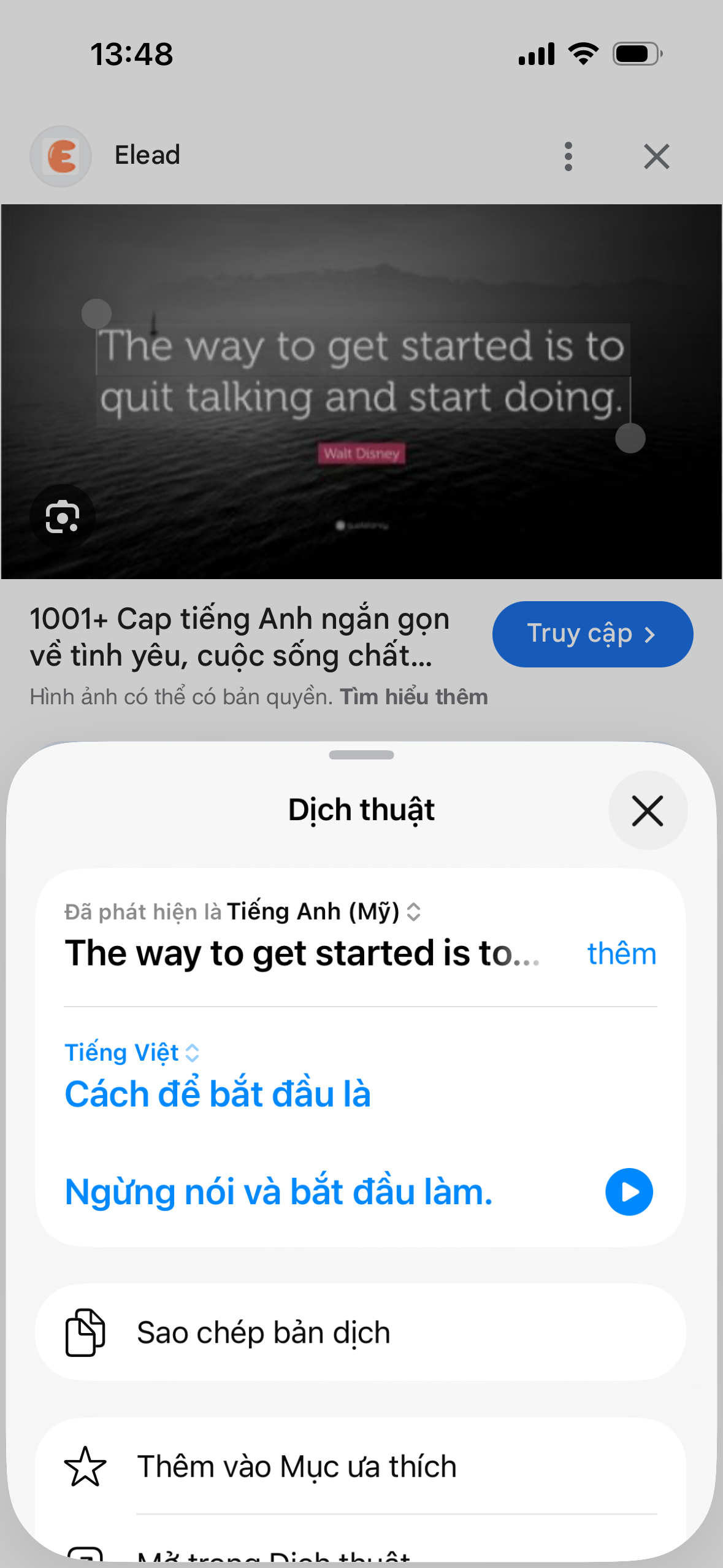 dịch bằng camera trên iphone