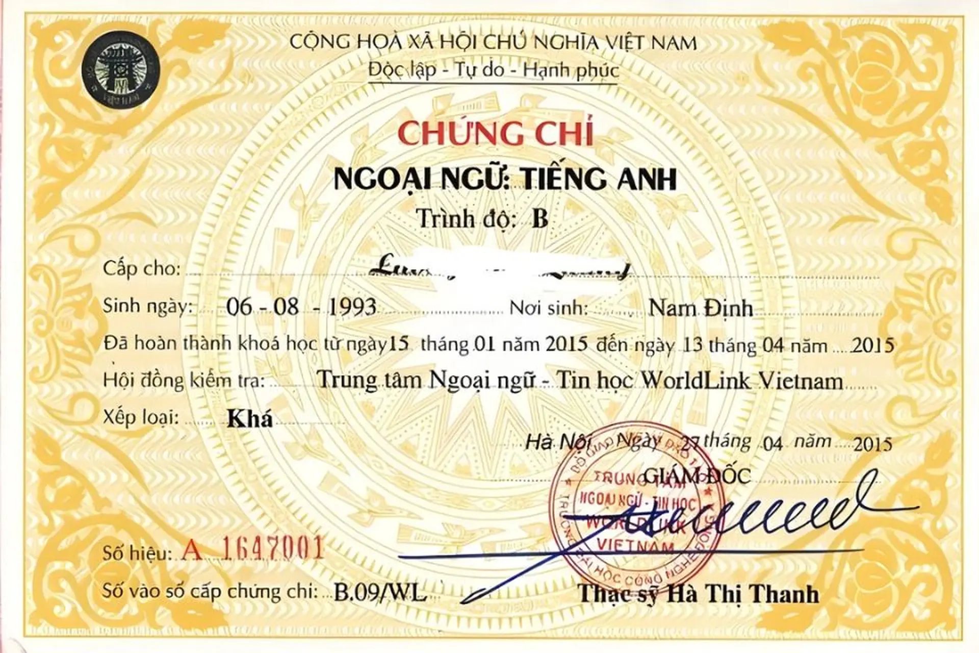 chứng chỉ ngoại ngữ